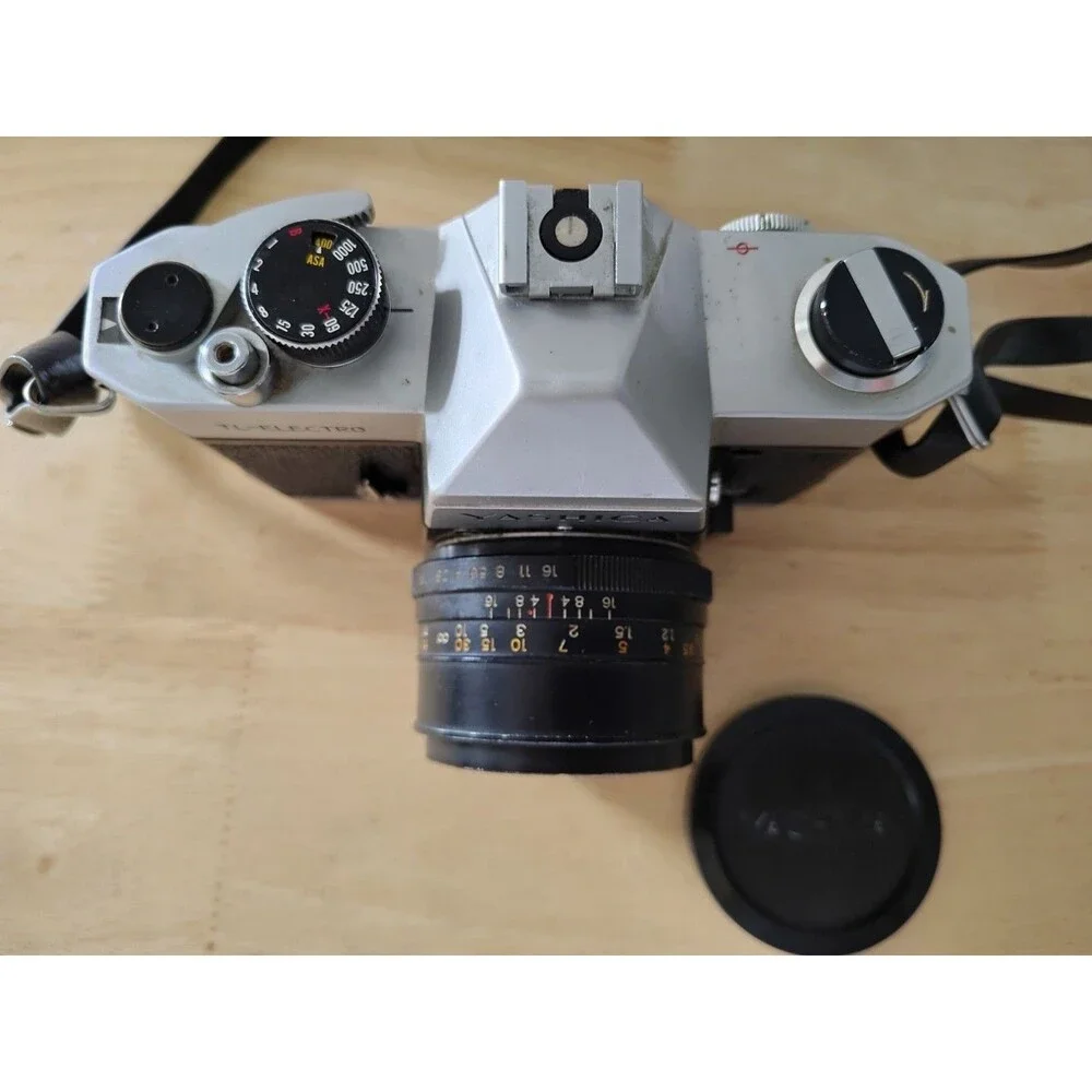 Vintage Yashica TL Electro 35mm SLR Film Camera with 50mm 1:1.9 Lens, Strap, Cap